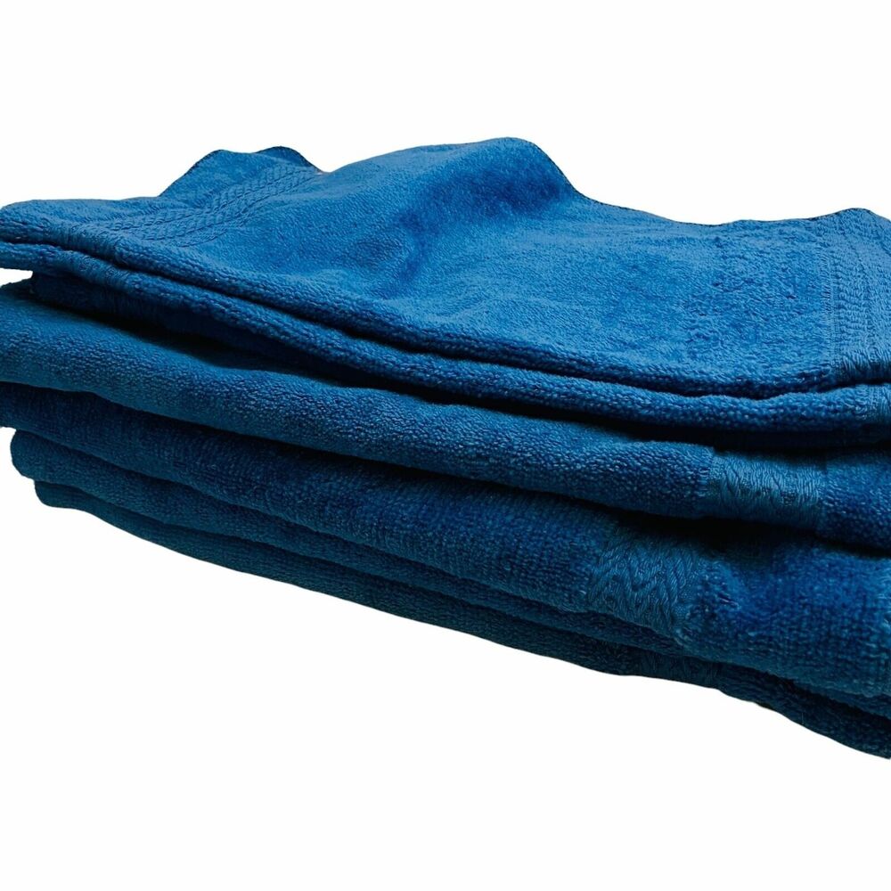 #4333 JC Penny blue hand and washcloth towels vtg